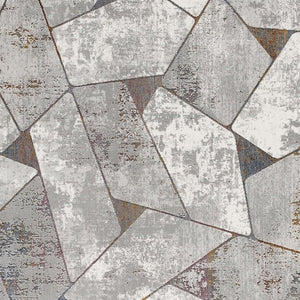 HomeRoots 4' Grey Geometric Area Rug - Contemporary Design for Modern Spaces, Durable & Easy to Clean 8' X 11' 391821