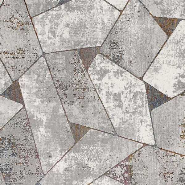 HomeRoots 4' Grey Geometric Area Rug - Contemporary Design for Modern Spaces, Durable & Easy to Clean 8' X 11' 391821