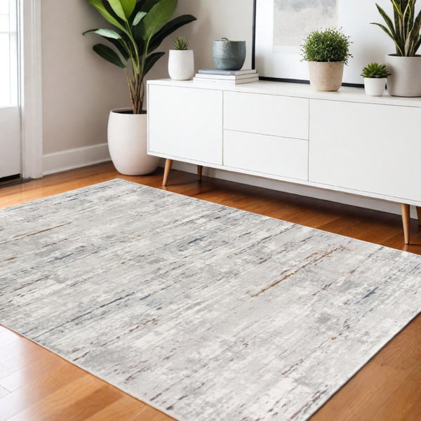 HomeRoots 4' Grey Abstract Area Rug - Modern Elegance for Cozy Spaces, Durable Construction & Easy Maintenance 4' X 6' 391822