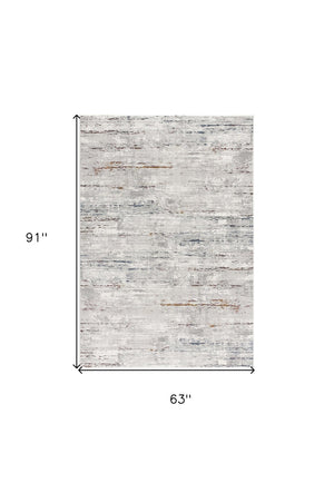 HomeRoots 4' Grey Abstract Area Rug - Modern Elegance for Cozy Spaces, Durable Construction & Easy Maintenance 5' X 8' 391823
