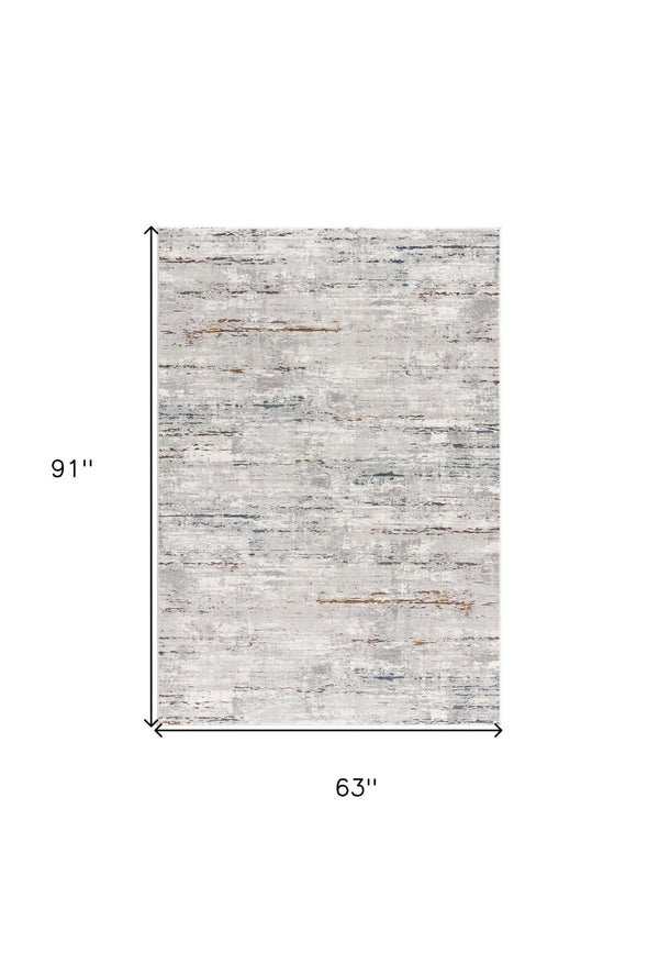 HomeRoots 4' Grey Abstract Area Rug - Modern Elegance for Cozy Spaces, Durable Construction & Easy Maintenance 5' X 8' 391823