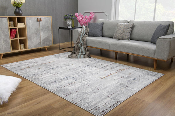 HomeRoots 4' Grey Abstract Area Rug - Modern Elegance for Cozy Spaces, Durable Construction & Easy Maintenance 7' X 10' 391824