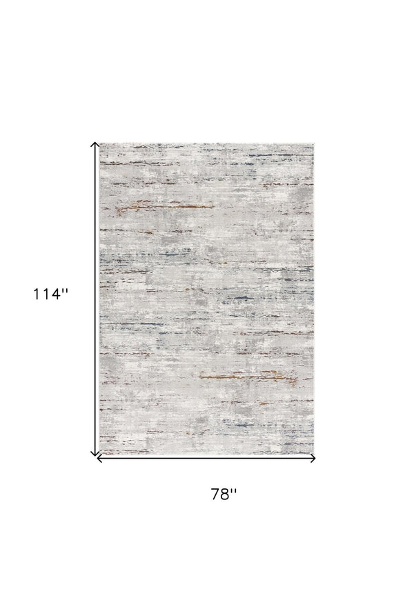 HomeRoots 4' Grey Abstract Area Rug - Modern Elegance for Cozy Spaces, Durable Construction & Easy Maintenance 7' X 10' 391824