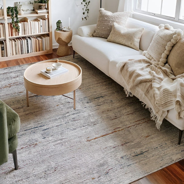 HomeRoots 4' Beige and Gray Distressed Area Rug - Luxurious High-Pile Design for Comfort in Any Room Decor 4' X 6' 391826