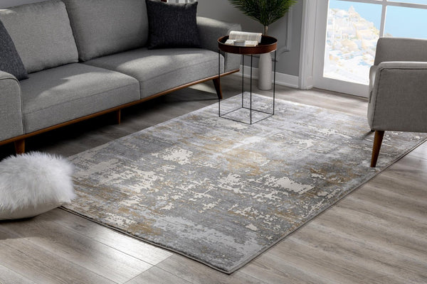 HomeRoots 4' Beige and Gray Distressed Area Rug - Luxurious High-Pile Design for Comfort in Any Room Decor 5' X 8' 391827