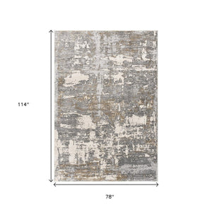 HomeRoots 4' Beige and Gray Distressed Area Rug - Luxurious High-Pile Design for Comfort in Any Room Decor 7' X 10' 391828