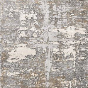HomeRoots 4' Beige and Gray Distressed Area Rug - Luxurious High-Pile Design for Comfort in Any Room Decor 7' X 10' 391828