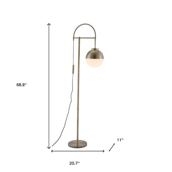 HomeRoots 69" Bronze Steel Floor Lamp – Elegant Globe Shade, Dimmable Control, Perfect for Cozy Ambiance 391830