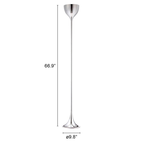 HomeRoots 67" Modern Steel Floor Lamp with Sleek Silver Bell Shade - Compact Design for Stylish Spaces 391832