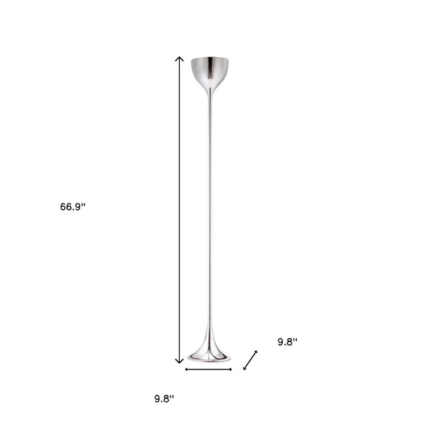HomeRoots 67" Modern Steel Floor Lamp with Sleek Silver Bell Shade - Compact Design for Stylish Spaces 391832