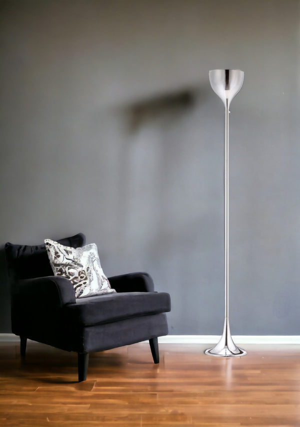HomeRoots 67" Modern Steel Floor Lamp with Sleek Silver Bell Shade - Compact Design for Stylish Spaces 391832