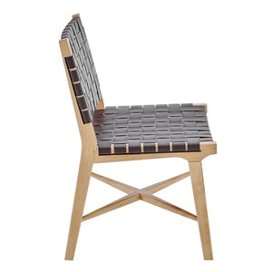 EuroStyle Evangeline Side Chair in Natural Beech Wooden Frames with Brown woven PU Seat & Back - Set of 1