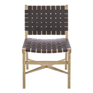 EuroStyle Evangeline Solid Beech Dining Chair with Woven Regenerated Leather Seat for Home or Office 39184-NAT