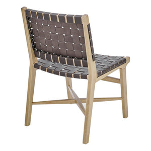 EuroStyle Evangeline Solid Beech Dining Chair with Woven Regenerated Leather Seat for Home or Office 39184-NAT