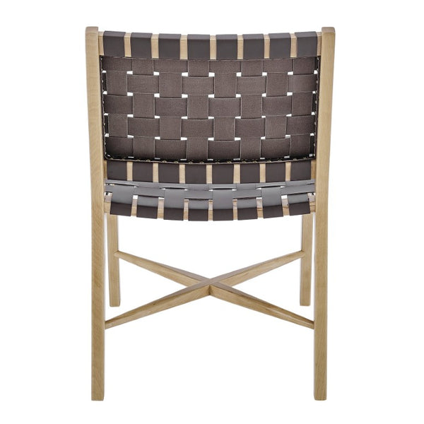 EuroStyle Evangeline Solid Beech Dining Chair with Woven Regenerated Leather Seat for Home or Office 39184-NAT