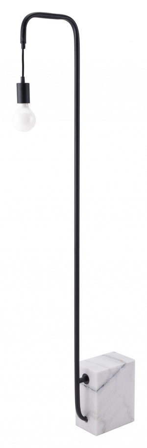 HomeRoots 59" Elegant Black and White Marble LED Floor Lamp with Steel Base - Dimmable Ambiance Light 391850