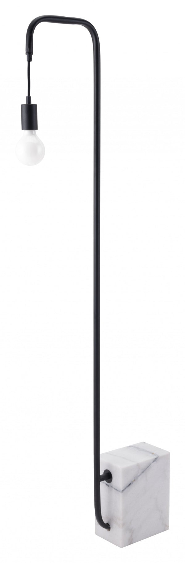 HomeRoots 59" Elegant Black and White Marble LED Floor Lamp with Steel Base - Dimmable Ambiance Light 391850