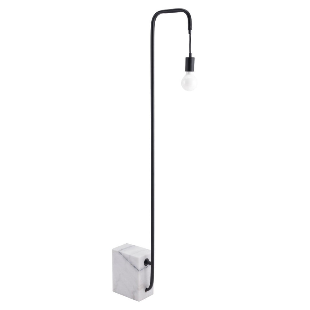 HomeRoots 59" Elegant Black and White Marble LED Floor Lamp with Steel Base - Dimmable Ambiance Light 391850