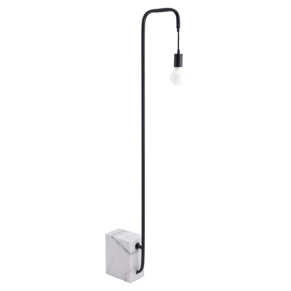 HomeRoots 59" Elegant Black and White Marble LED Floor Lamp with Steel Base - Dimmable Ambiance Light 391850
