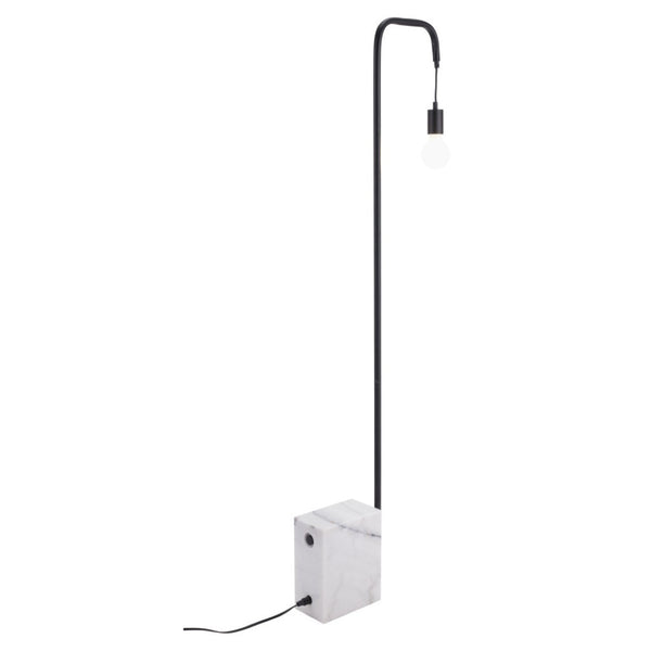 HomeRoots 59" Elegant Black and White Marble LED Floor Lamp with Steel Base - Dimmable Ambiance Light 391850