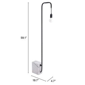 HomeRoots 59" Elegant Black and White Marble LED Floor Lamp with Steel Base - Dimmable Ambiance Light 391850