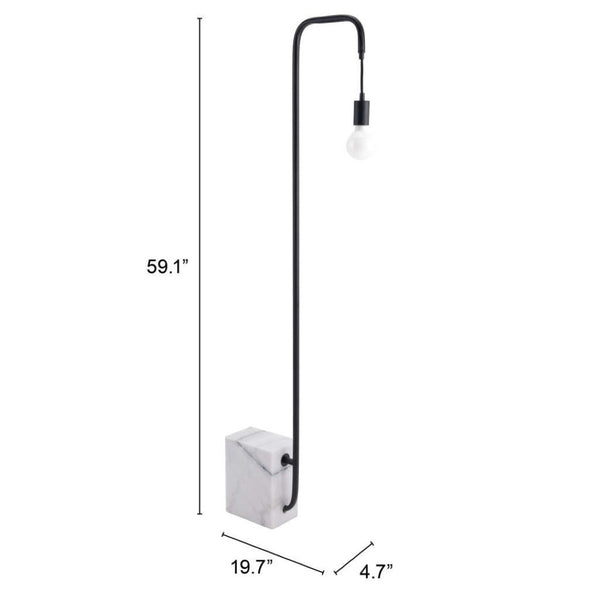 HomeRoots 59" Elegant Black and White Marble LED Floor Lamp with Steel Base - Dimmable Ambiance Light 391850