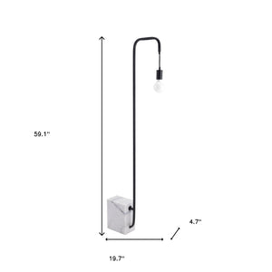 HomeRoots 59" Elegant Black and White Marble LED Floor Lamp with Steel Base - Dimmable Ambiance Light 391850