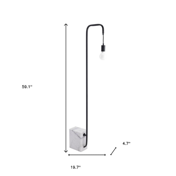 HomeRoots 59" Elegant Black and White Marble LED Floor Lamp with Steel Base - Dimmable Ambiance Light 391850