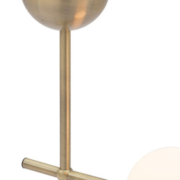 Homeroots 69" Brass Metal Bedside Table Lamp With Off White Globe Shade   391854