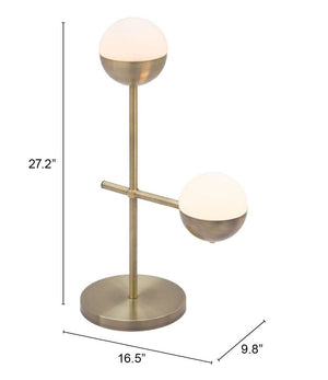 Homeroots 69" Brass Metal Bedside Table Lamp With Off White Globe Shade   391854