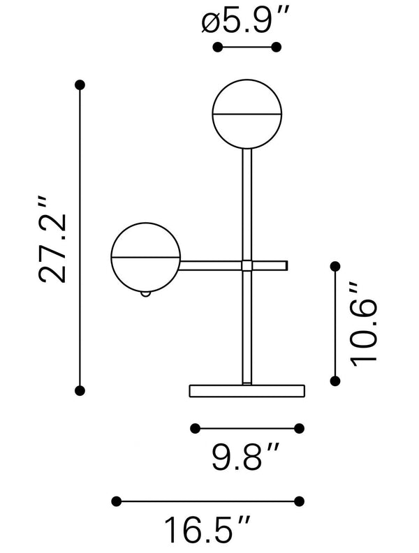 Homeroots 69" Brass Metal Bedside Table Lamp With Off White Globe Shade   391854