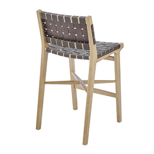 EuroStyle Evangeline Artisan Counter Stool Solid Beech Frame Woven Leather Seat Kitchen Bar 39186-NAT