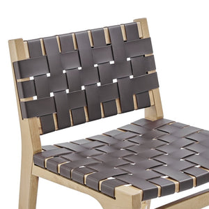 EuroStyle Evangeline Artisan Counter Stool Solid Beech Frame Woven Leather Seat Kitchen Bar 39186-NAT