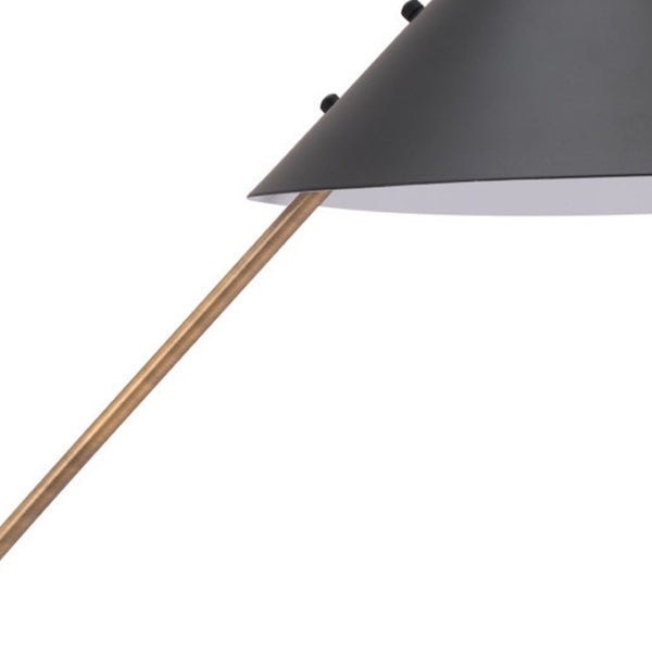 HomeRoots 52" Modern White Metal Bedside Table Lamp with Black Cone Shade for Cozy Ambient Lighting 391860