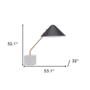 HomeRoots 52" Modern White Metal Bedside Table Lamp with Black Cone Shade for Cozy Ambient Lighting 391860