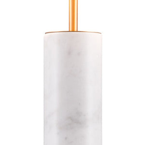 HomeRoots 55" White Metal Bedside Table Lamp with Beige Shade - Modern Design for Ambient Lighting & Style 391864