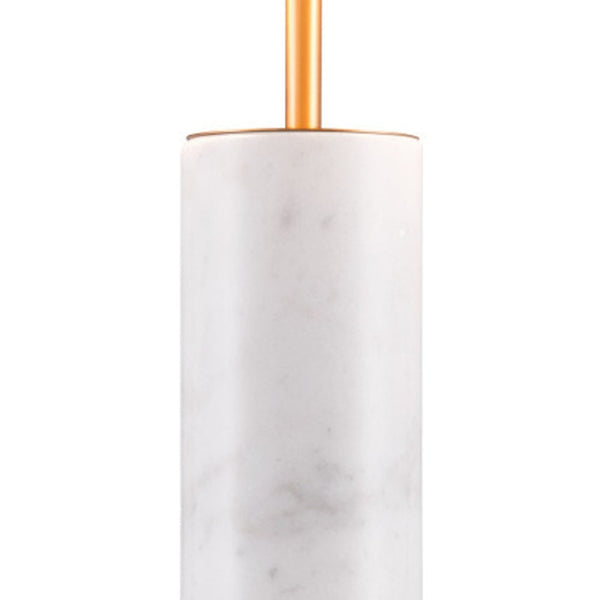 HomeRoots 55" White Metal Bedside Table Lamp with Beige Shade - Modern Design for Ambient Lighting & Style 391864