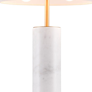 HomeRoots 55" White Metal Bedside Table Lamp with Beige Shade - Modern Design for Ambient Lighting & Style 391864
