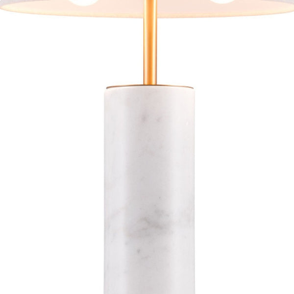 HomeRoots 55" White Metal Bedside Table Lamp with Beige Shade - Modern Design for Ambient Lighting & Style 391864