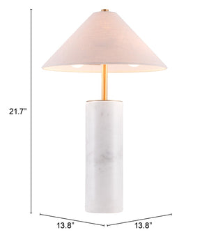 HomeRoots 55" White Metal Bedside Table Lamp with Beige Shade - Modern Design for Ambient Lighting & Style 391864