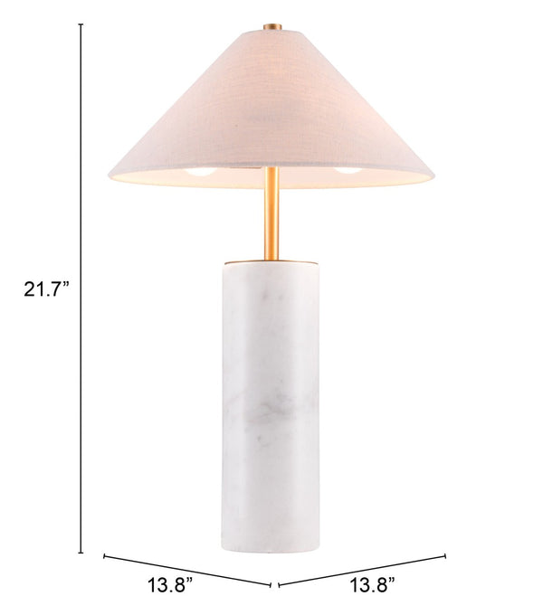 HomeRoots 55" White Metal Bedside Table Lamp with Beige Shade - Modern Design for Ambient Lighting & Style 391864