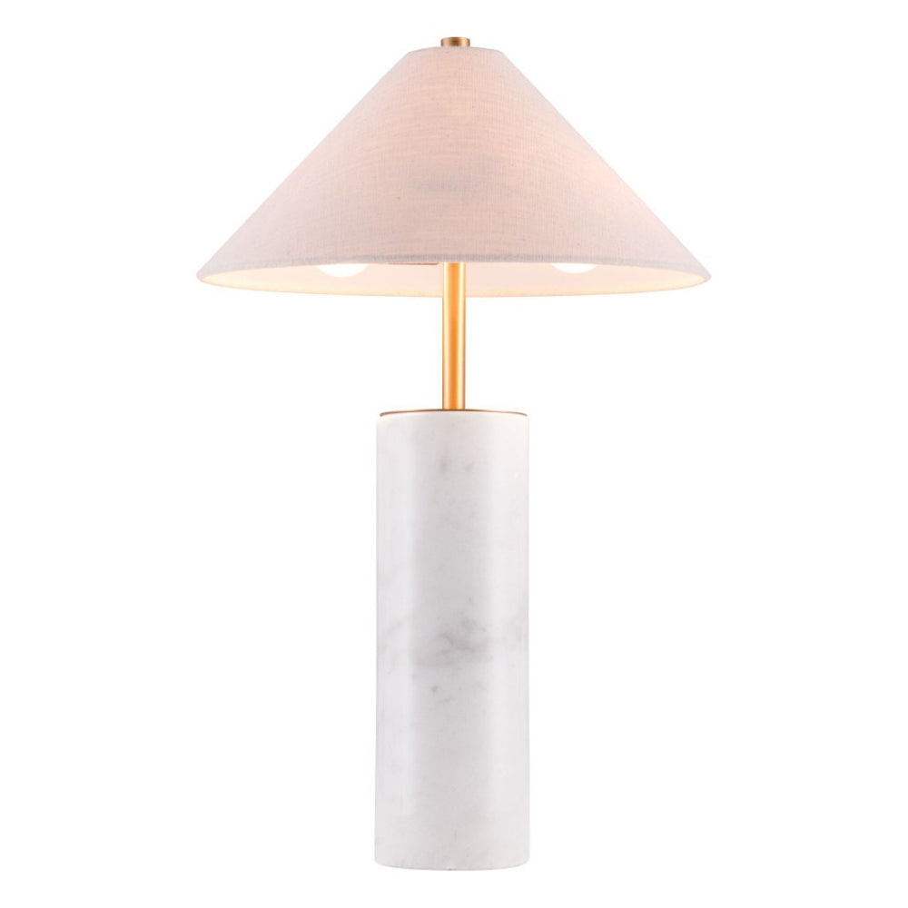 HomeRoots 55" White Metal Bedside Table Lamp with Beige Shade - Modern Design for Ambient Lighting & Style 391864
