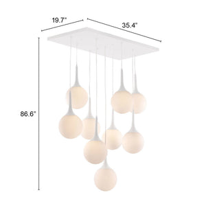 Homeroots White Shaded Nine Light Metal Dimmable Ceiling Light   391874