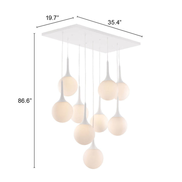 Homeroots White Shaded Nine Light Metal Dimmable Ceiling Light   391874