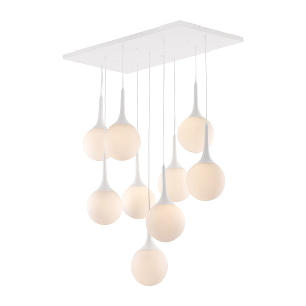 Homeroots White Shaded Nine Light Metal Dimmable Ceiling Light   391874