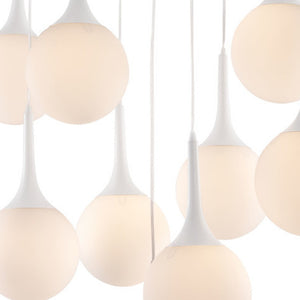 Homeroots White Shaded Nine Light Metal Dimmable Ceiling Light   391874