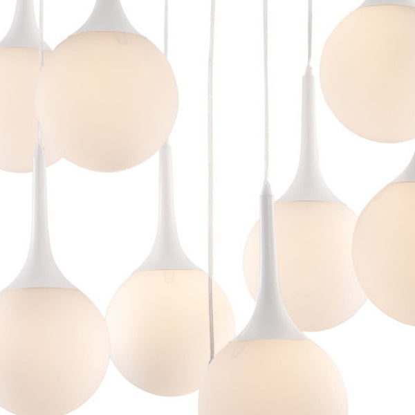 Homeroots White Shaded Nine Light Metal Dimmable Ceiling Light   391874