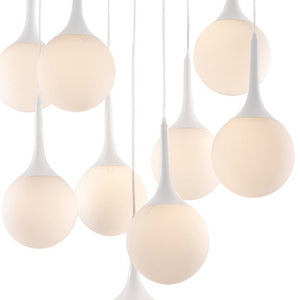 Homeroots White Shaded Nine Light Metal Dimmable Ceiling Light   391874
