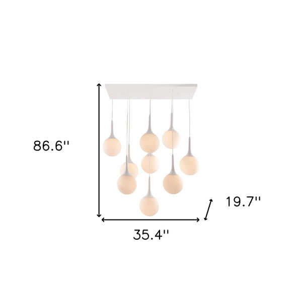 Homeroots White Shaded Nine Light Metal Dimmable Ceiling Light   391874