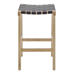 EuroStyle Evangeline Backless Counter Stool Solid Beech Frame Woven PU Seat Kitchen Island 39188-NAT